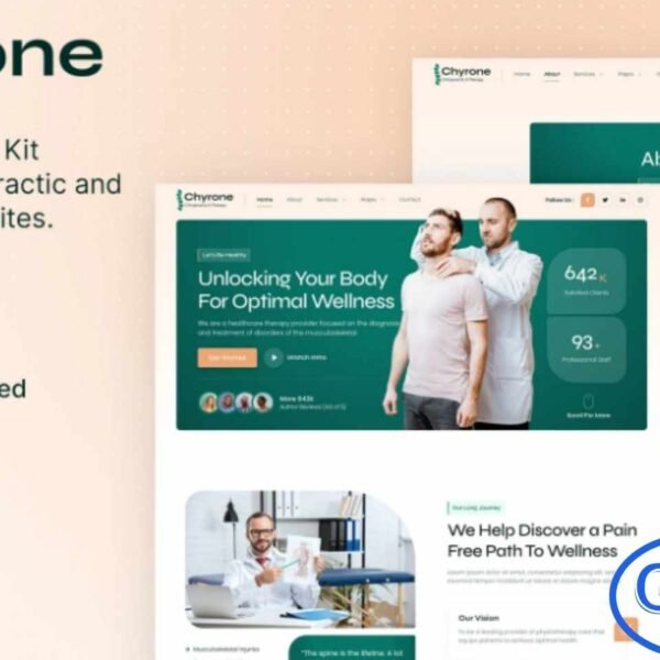 Chyrone – Chiropractic & Physiotherapy Elementor Template Kit Chyrone is a modern and professional Elementor Template Kit designed for chiropractic clinics, physiotherapy centers, orthopedic practices, and other healthcare services. This template kit features a sleek, functional, and visually appealing design that helps showcase your expertise and build trust with potential clients.