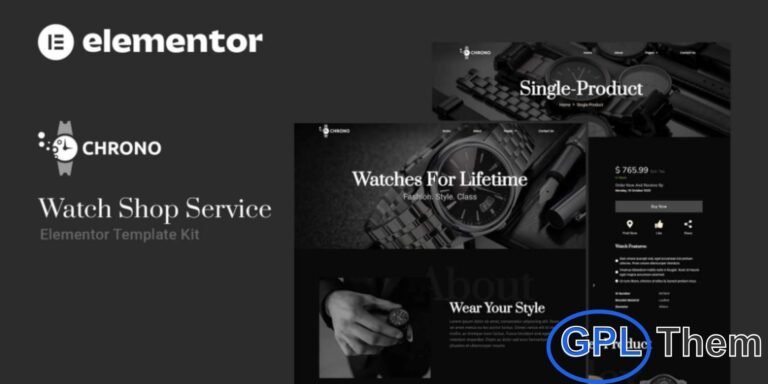 Chrono – Watch Service Elementor Template Kit Chrono is a modern and professional Watch Service Elementor Template Kit designed to help you quickly create a fully functional website for your watch business. This template kit is ideal for watch retailers, repair services, watch brands, and timepiece enthusiasts who want a polished online presence.