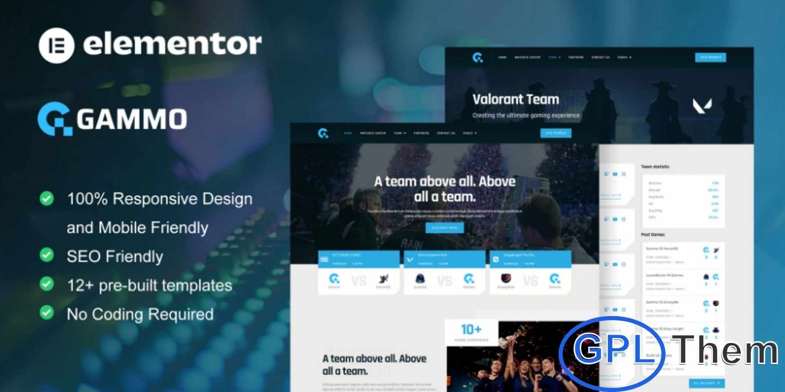 Gammo – Esports Team & Gaming Elementor Pro Template Kit Gammo – Esports Team & Gaming Elementor Pro Template Kit Gammo is a modern and dynamic Elementor Pro Template Kit designed for esports teams, gaming communities, and content creators. This template kit is perfect for esports teams, gaming guilds, professional gamers, streamers, gaming blogs, tournaments, and game studios. With 12 professionally designed pre-built templates, Gam