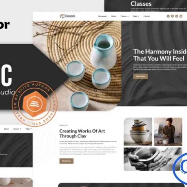 Ceramiic – Pottery & Ceramics Studio Elementor Template Kit Ceramiic is a modern and professional Pottery & Ceramics Studio Elementor Template Kit designed for creative studios and artisan businesses. This template kit includes 12+ pre-built templates with a clean, fully responsive, and customizable design.