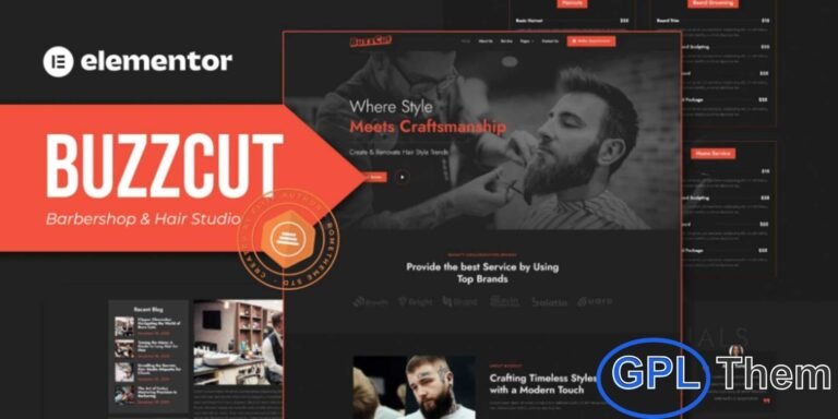 Buzzcut – Barbershop & Hair Studio Elementor Pro Template Kit is a stylish and modern web solution created specifically for barbershops and hair studios. This Elementor Pro Template Kit is perfect for showcasing haircuts, beard styling, grooming services, and elegant salon experiences. Buzzcut features a bold, unique design with a clean layout that helps attract customers and highlight your professional services. The template kit is fully responsive, ensuring your website looks flawless on all devices.