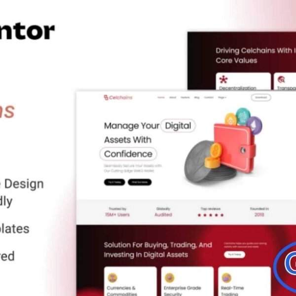Celchains – Blockchain, Crypto & DeFi Elementor Template Kit Celchains is a modern and professional Blockchain, Crypto & DeFi Elementor Template Kit designed for blockchain-based projects and digital finance businesses. This template kit is ideal for cryptocurrency exchanges, NFT marketplaces, DeFi platforms, Web3 startups, and blockchain services.
