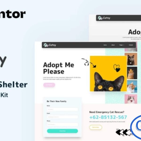 Catsy – Cat Rescue & Shelter Elementor Template Kit Catsy is a professional Cat Rescue & Shelter Elementor Template Kit designed to help you create a caring and engaging website for pet shelters and cat-focused organizations. This template kit is ideal for cat rescue groups, animal shelters, adoption centers, pet charities, and cat-related businesses.