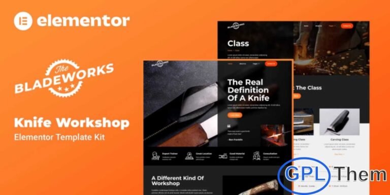 Bladeworks – Knife Workshop Elementor Template Kit is a professional and modern Elementor Full Site Kit designed to help knife workshops and craftsmanship businesses build a complete website quickly and efficiently. Built for Elementor Pro, this kit delivers a clean, premium design that highlights craftsmanship, products, and services with a strong visual identity. Bladeworks includes a fully compatible design system and carefully hand-picked images, giving your website a polished and branded look from the start.