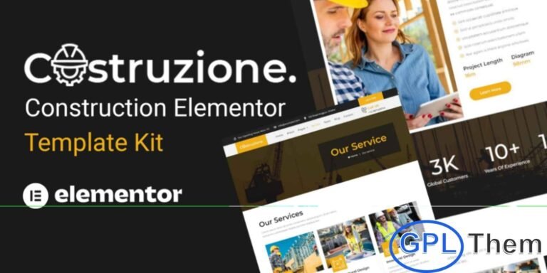 Costruzione – Construction Elementor Template Kit Costruzione is a modern and professional Construction Elementor Template Kit designed to help construction companies, builders, and contractors create user-friendly websites effortlessly. This template kit includes pre-designed web pages that allow you to showcase your projects, services, team, and client testimonials with a professional layout.
