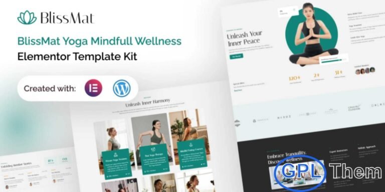 BlissMat – Yoga & Wellness Elementor Template Kit is a calm and elegant web solution designed to create a peaceful and engaging online presence for wellness-focused businesses. This Elementor Template Kit includes a collection of 19 beautifully crafted templates created to inspire serenity and promote wellbeing. BlissMat is perfect for yoga studios, mindfulness coaches, meditation teachers, holistic practitioners, and wellness professionals.