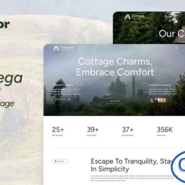 Cottega – Modern Nature Cottage Elementor Template Kit Cottega is a stylish and professional Elementor Template Kit designed for nature cottages, eco-lodges, vacation rentals, and hospitality businesses. This template kit is perfect for showcasing accommodations, amenities, booking options, and scenic surroundings in a visually appealing way.