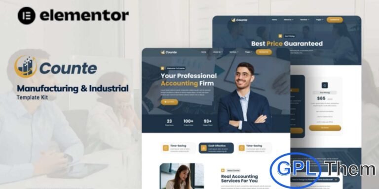 Counte – Manufacturing & Industrial Elementor Template Kit Counte is a professional and modern Elementor Template Kit designed for manufacturing, industrial, and production-based businesses. This template kit is ideal for factories, industrial companies, manufacturing units, and engineering firms looking to create a polished online presence.