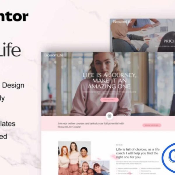 BlossomLife – Woman Life Coach & Consulting Elementor Template Kit is a beautiful and professional web solution designed specifically for women life coaches, consultants, and personal development experts. This Elementor Template Kit is ideal for female coaches, mentors, and agencies offering life coaching, online courses, business consulting, career coaching, personal growth, and relationship coaching services.