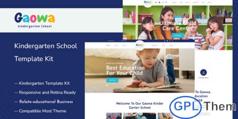 Gaowa – Kindergarten School Elementor Template Kit Gaowa is a modern and user-friendly Elementor Template Kit designed for kindergartens, nurseries, preschools, and child care centers. It is ideal for children-focused institutions looking to create a warm, engaging, and professional WordPress website with ease.