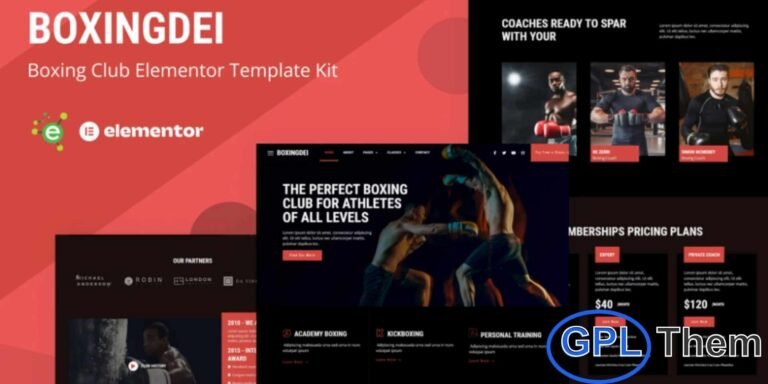 Boxingdei – Boxing Club Elementor Pro Template Kit is a modern and professional solution designed for boxing clubs, martial arts training centers, fitness gyms, and sports academies. This Elementor Pro Template Kit helps you create a powerful and engaging website quickly using the Elementor Page Builder for WordPress. Boxingdei features a bold layout with a clean, modern design that highlights training programs, classes, coaches, and schedules effectively.