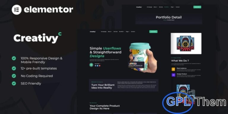 Creativy – Creative Agency & Portfolio Elementor Template Kit Creativy is a modern and professional Elementor Template Kit designed for creative agencies, design studios, and personal portfolios. This template kit is ideal for digital agencies, freelancers, designers, and creative professionals looking to showcase their projects, services, and achievements online.