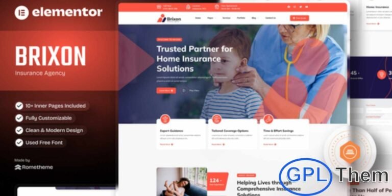 Brixon – Insurance Agency Elementor Template Kit is a modern and professional web solution designed to create a strong and trustworthy online presence for insurance agencies and related businesses. This Elementor Template Kit is ideal for insurance services, travel insurance providers, and specialized services such as Islamic travel, Islamic tours, Hajj, and Umrah packages. Brixon features a clean, unique, and professionally branded design that helps present services clearly and build customer confidence.