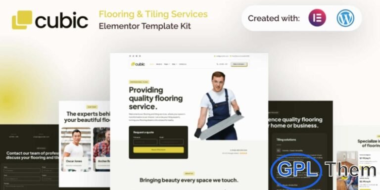 Cubic – Flooring & Tiling Services Elementor Pro Template Kit Cubic is a modern and professional Elementor Pro Template Kit designed specifically for flooring and tiling service businesses. Ideal for flooring contractors, tile installers, renovation specialists, and interior design companies, Cubic helps showcase your services, projects, and expertise in a visually striking way. With a clean and elegant design, this template kit ensures your website stands out while providing a seamless user experience.