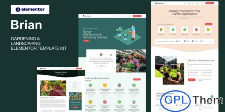 Brian – Gardening & Landscaping Elementor Template Kit is a modern and eco-friendly web solution designed for gardening and landscaping businesses. This Elementor Template Kit is perfect for gardeners, landscapers, plant nurseries, garden services, eco-friendly businesses, and related industries. Brian features a clean, natural, and professional design that helps showcase services, projects, and expertise effectively.