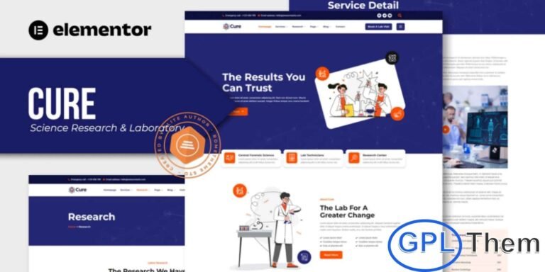 Cure – Science Research & Laboratory Elementor Template Kit Cure is a professional and modern Elementor Template Kit designed for science research, laboratory, and medical research websites. This template kit is ideal for research institutions, chemistry or biology labs, health research centers, medical laboratories, and commercial lab services.