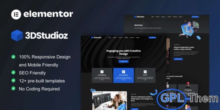 3dstudioz – 3D Design & Animation Studio Elementor Template Kit 3dstudioz is a creative and modern 3D Design & Animation Studio Elementor Pro Template Kit designed to build a visually impressive studio website. This template kit is ideal for 3D animation studios, video animation services, 3D modeling companies, 3D movie production, and game asset studios.