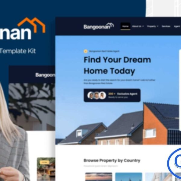 Bangoonan – Real Estate & Property Elementor Template Kit is a modern and professional website solution designed for real estate agencies, property brokers, and realtors. This Elementor Template Kit helps you create a powerful online presence to showcase property listings, promote agents, and attract potential buyers or investors. Bangoonan features a sleek and clean design that highlights properties with dedicated listing and detail pages, agent profiles, and integrated contact forms.