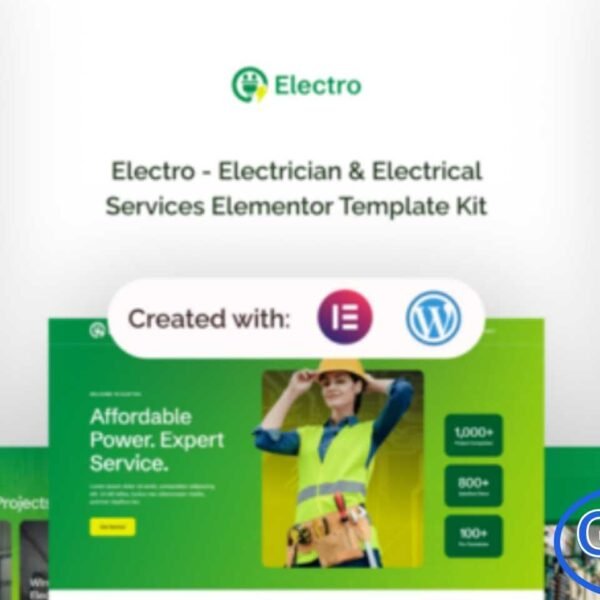 Electro – Electrician & Electrical Services Elementor Template Kit Electro is a professional Elementor Template Kit designed specifically for electricians and electrical service providers. It is ideal for emergency electrical repairs, residential electrical services, commercial electrical work, and maintenance businesses.
