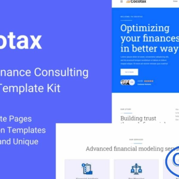 Cocotax – Accounting & Finance Consulting Elementor Pro Template Kit Cocotax is a professional Accounting & Finance Consulting Elementor Pro Template Kit designed for financial service providers and advisory businesses. This template kit is ideal for accounting firms, tax planning services, financial analysis, budget consulting, bookkeeping, and financial advisory companies.