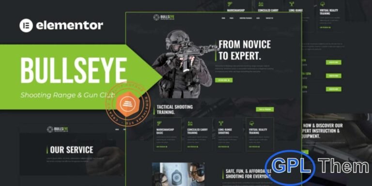 Bullseye – Shooting Range & Gun Club Elementor Template Kit is a professionally designed solution created specifically for shooting ranges, gun clubs, and firearm training websites. This modern Elementor template kit is ideal for showcasing shooting events, firearm classes, ammunition details, and range facilities in a clean, engaging layout. Bullseye features a bold yet professional design that helps build credibility and attract enthusiasts, members, and trainees.