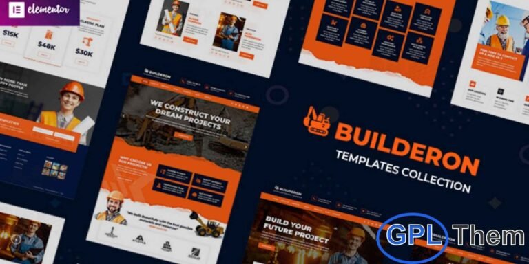 Builderon – Construction & Industry Elementor Template Kit is a powerful and flexible website solution designed for construction, industrial, and engineering businesses. Builderon allows you to quickly build a professional WordPress website using the Elementor Page Builder with an intuitive drag-and-drop interface. This template kit is optimized for the free Hello Elementor theme but works seamlessly with most Elementor-supported WordPress themes.
